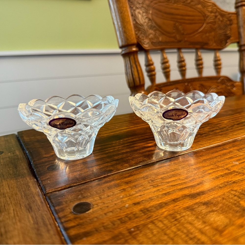 Olnah Crystal Hand Cut Candlestick holders — Set of 2